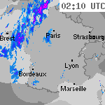 Image radar des précipitations France 03:40 UTC