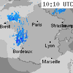 Image radar des pr&eacute;cipitations France 11:40 UTC