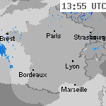 Image radar des pr&eacute;cipitations France 15:25 UTC