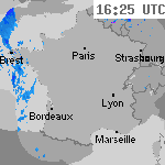 Image radar des pr&eacute;cipitations France 17:55 UTC
