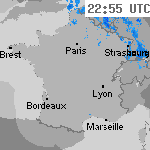 Image radar des pr&eacute;cipitations France 00:25 UTC