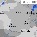 Image radar des pr&eacute;cipitations France 01:55 UTC